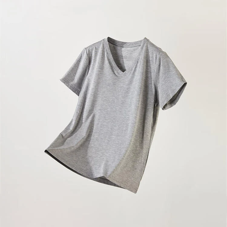 Healthy WOMEN MODAL VNECK SHORT GY M Smart