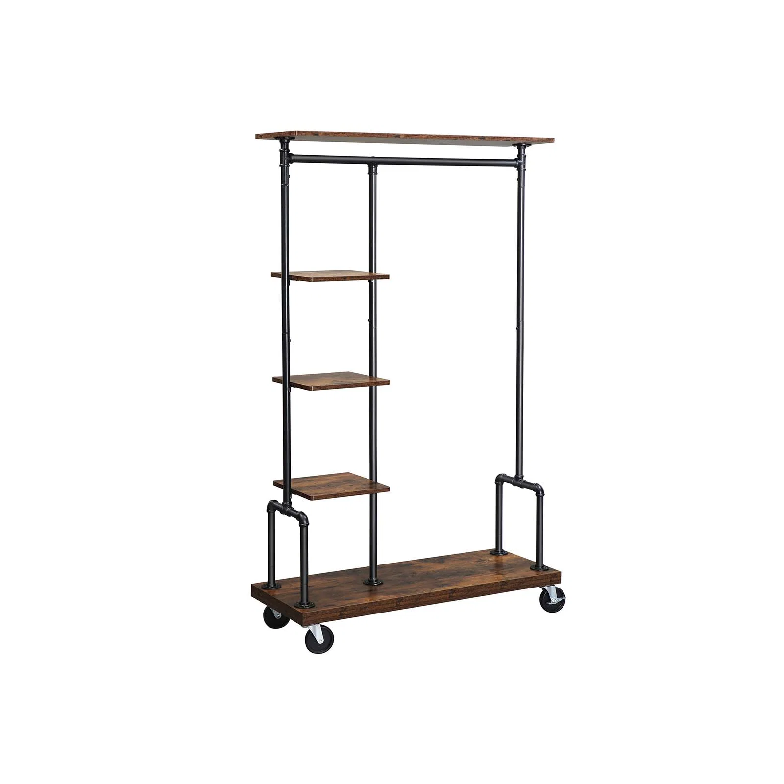 Traditional VASAGLE Industrial Brown Clothing Rack on Wheels Original