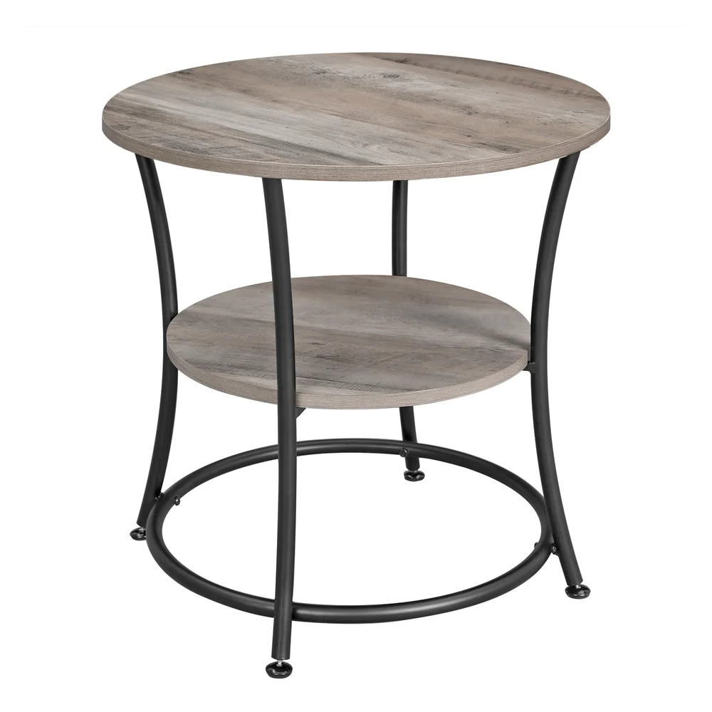 Crafted VASAGLE Round End Table with 2 Shelves Healthy