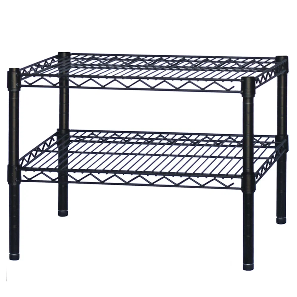 Top-Quality 8 quot d x 14 quot h Black Wire Shelving w 2 Shelves Premium