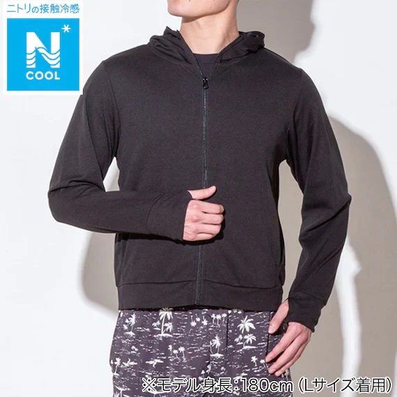 Trendy MENS UV CUT COOL HOODIE NE MESH BK M Green