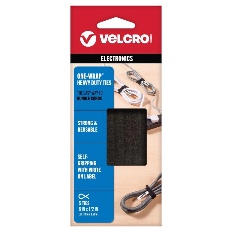 Trendy VELCRO ONE WRAP TIES 8 quot – 5PK WHT Fine