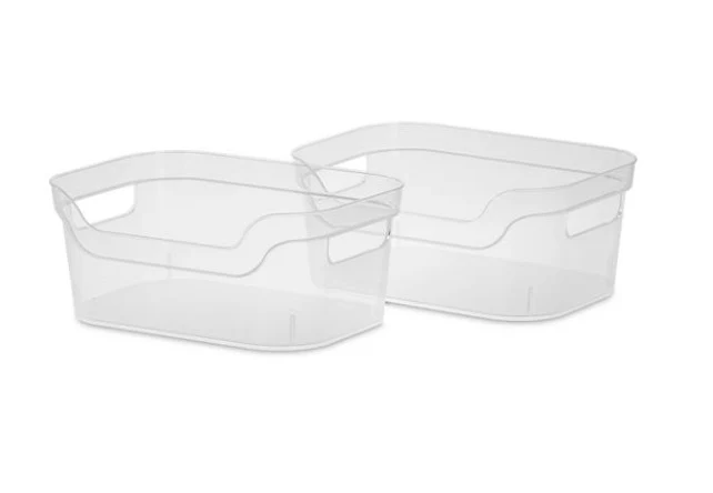 Clean SET 2 SMALL OPEN BINS CLEAR Casual