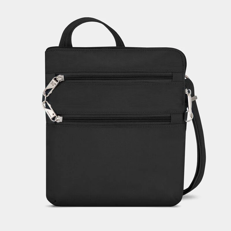 Solid CLASSIC AT SLIM DBL ZIP CROSSBODY BLACK Casual