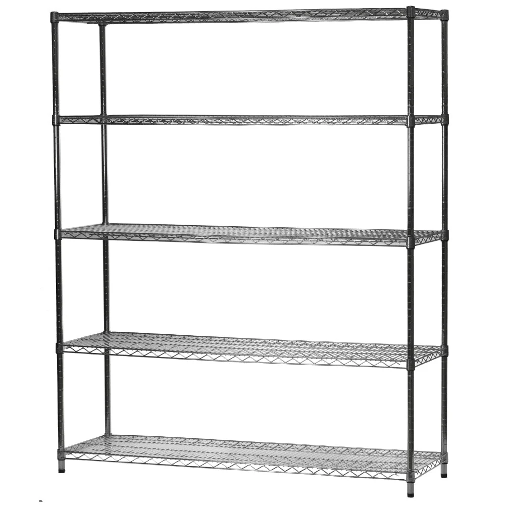 Trusted 18 quot d x 60 quot w Chrome Wire Shelving w 5 Shelves Durable