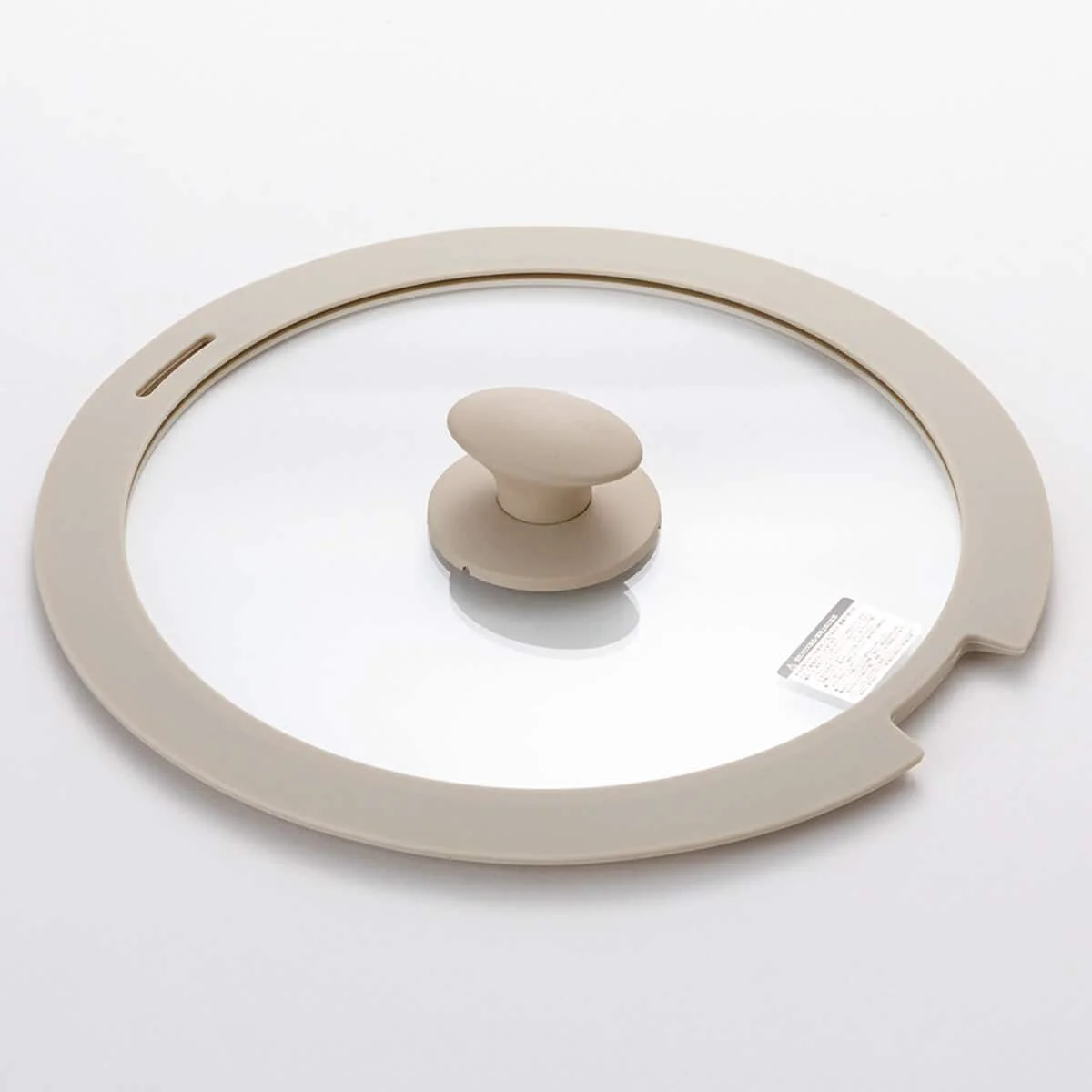 Solid TORERU 3 Glass Lid with Silicone Rim 28cm Beige Flexible