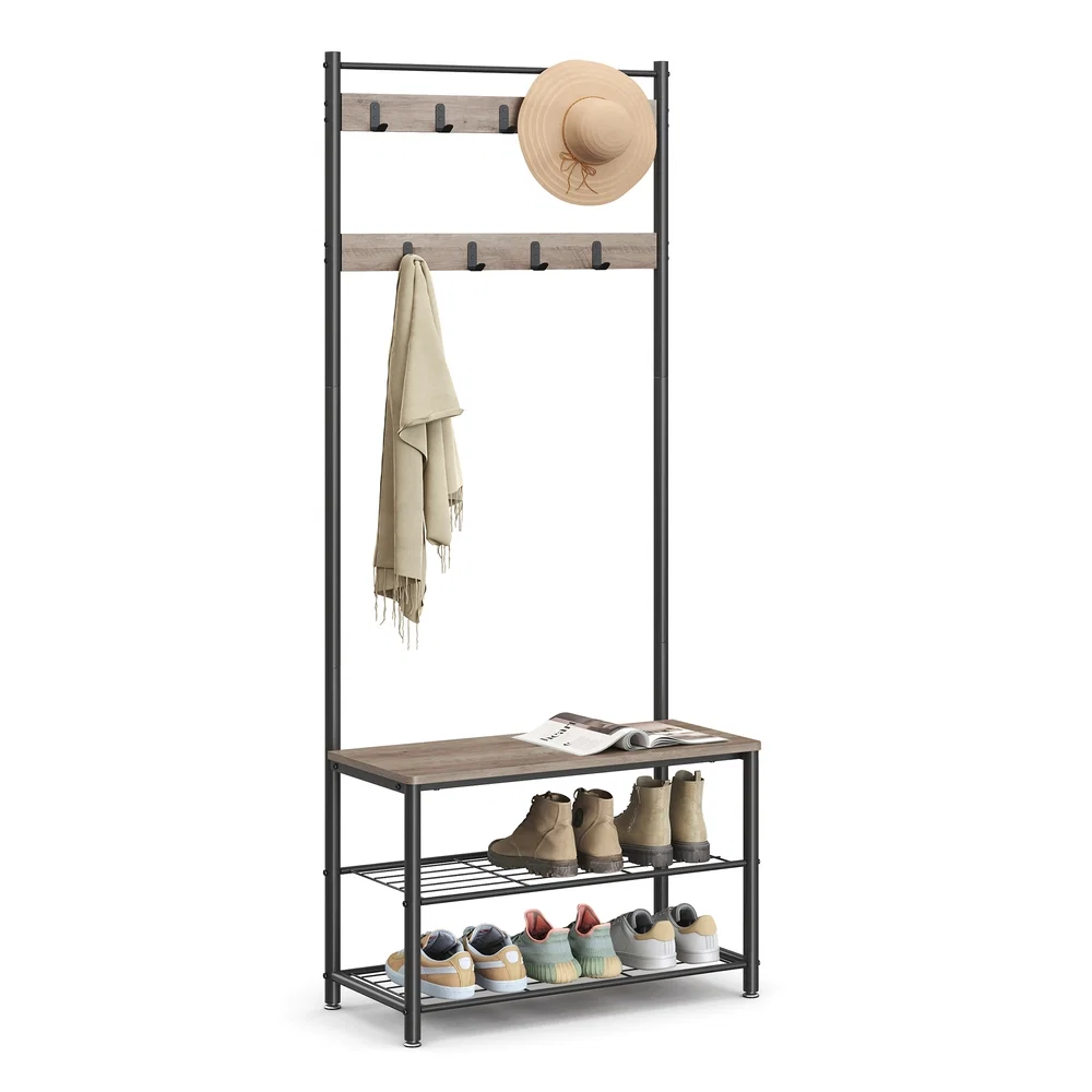 Original Design VASAGLE Coat Rack with Shoe Bench Lightweight