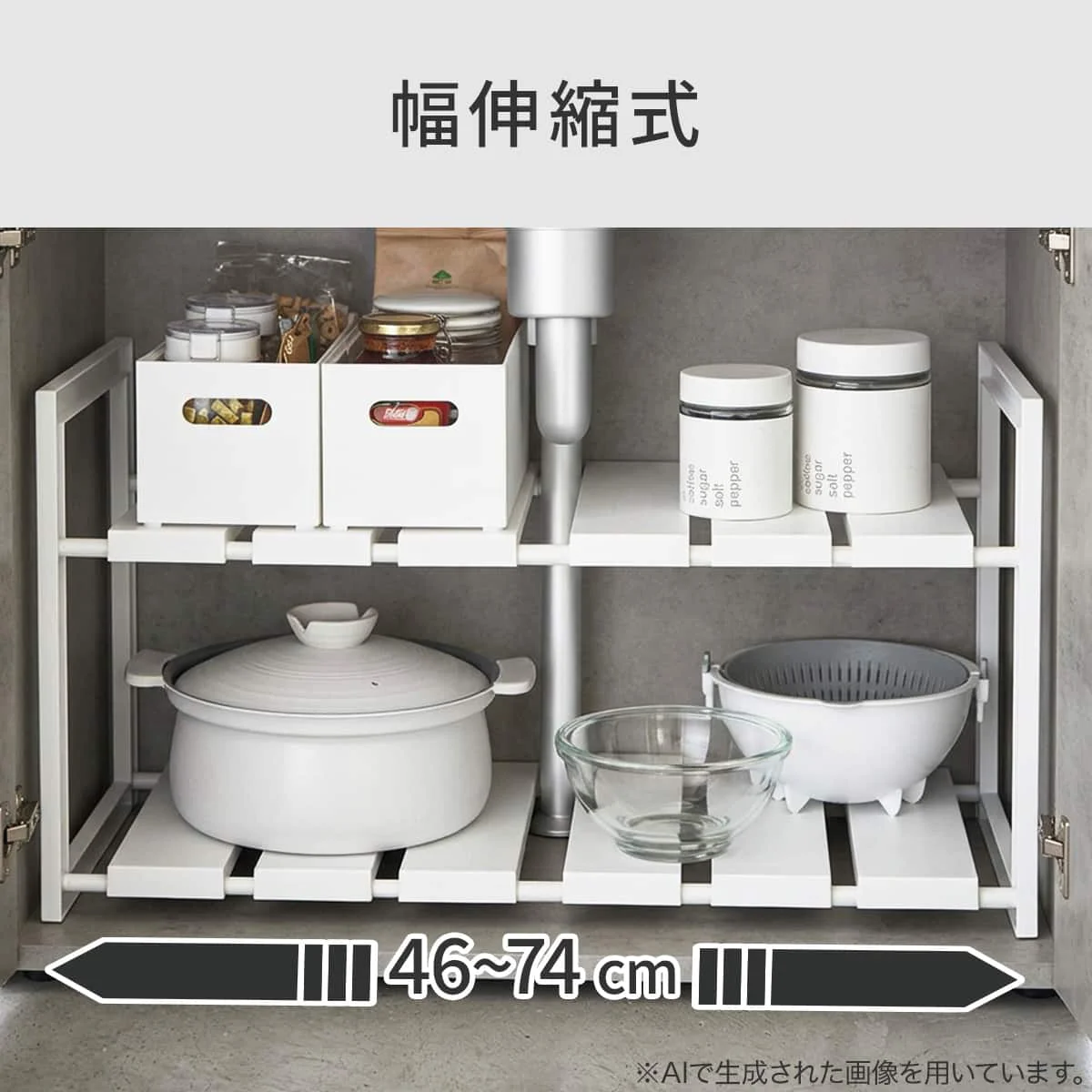 Green Expandable Under-Sink Shelf Organiser Rack D30cm White Soft