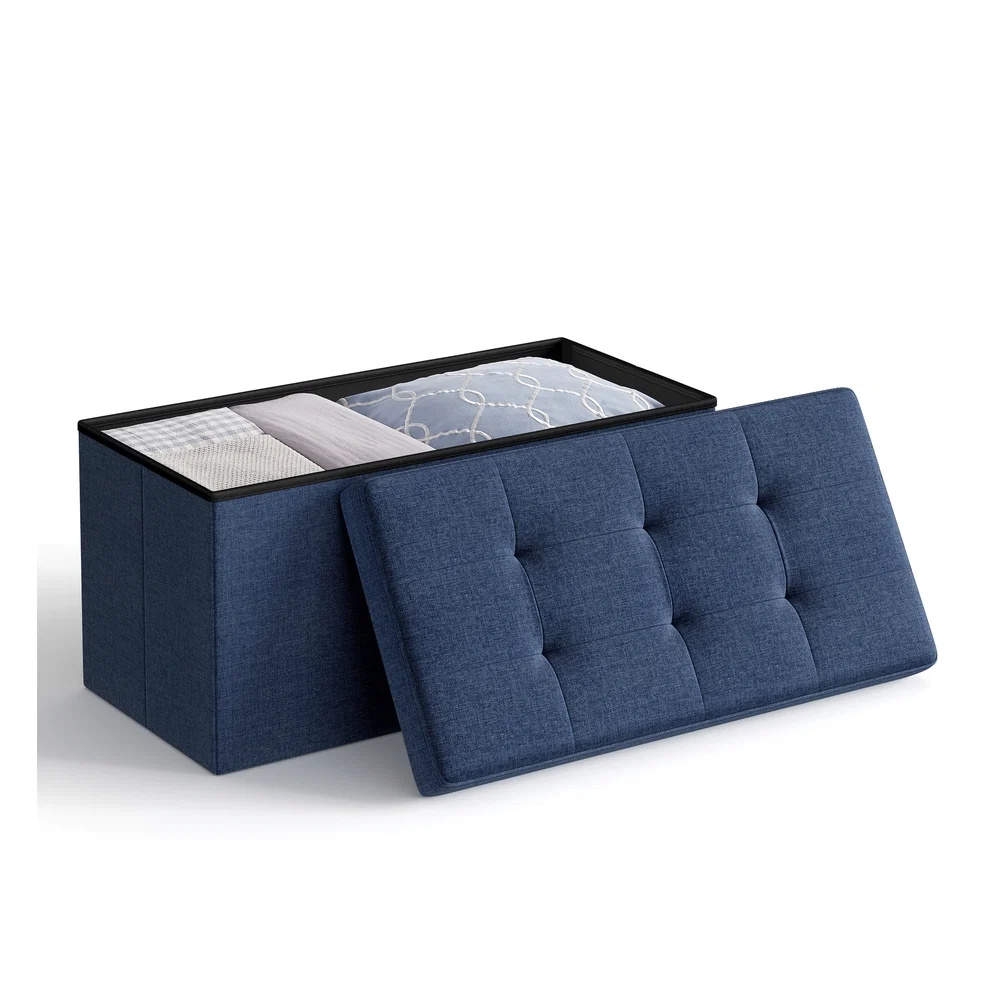 Green SONGMICS MAZIE Collection – Space-Saving Storage Ottoman Bench Expertly Made