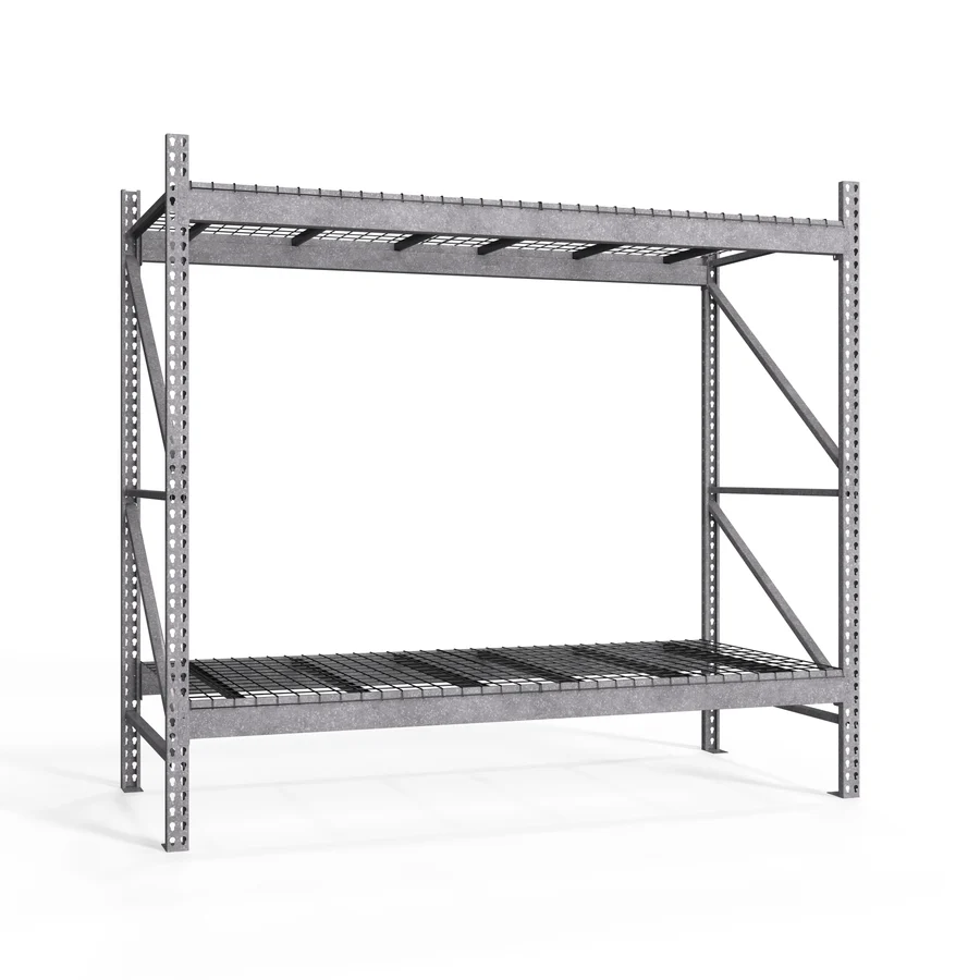 Smooth 2-Tier Galvanized Teardrop Pallet Rack Starter Units w Wire Decking – 42 quot d x 96 quot h Outstanding