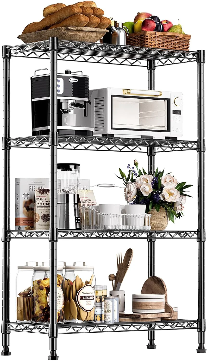 Authentic 4 TIER WIRE SHELVING BLACK 13.8 X 23.6 X 53.5 Pure