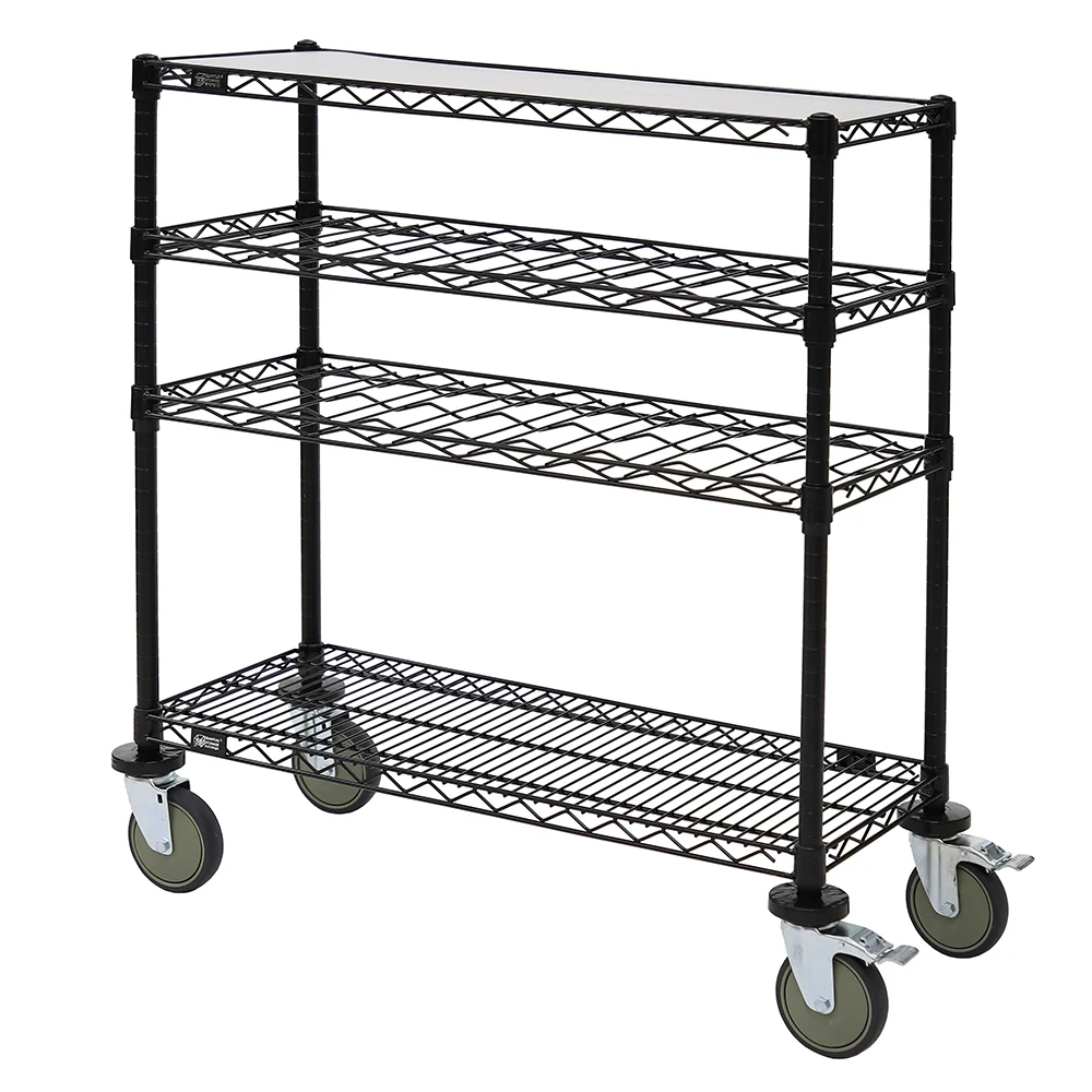 Professional 14 quot d Black Wine Wire Shelving Carts Fast