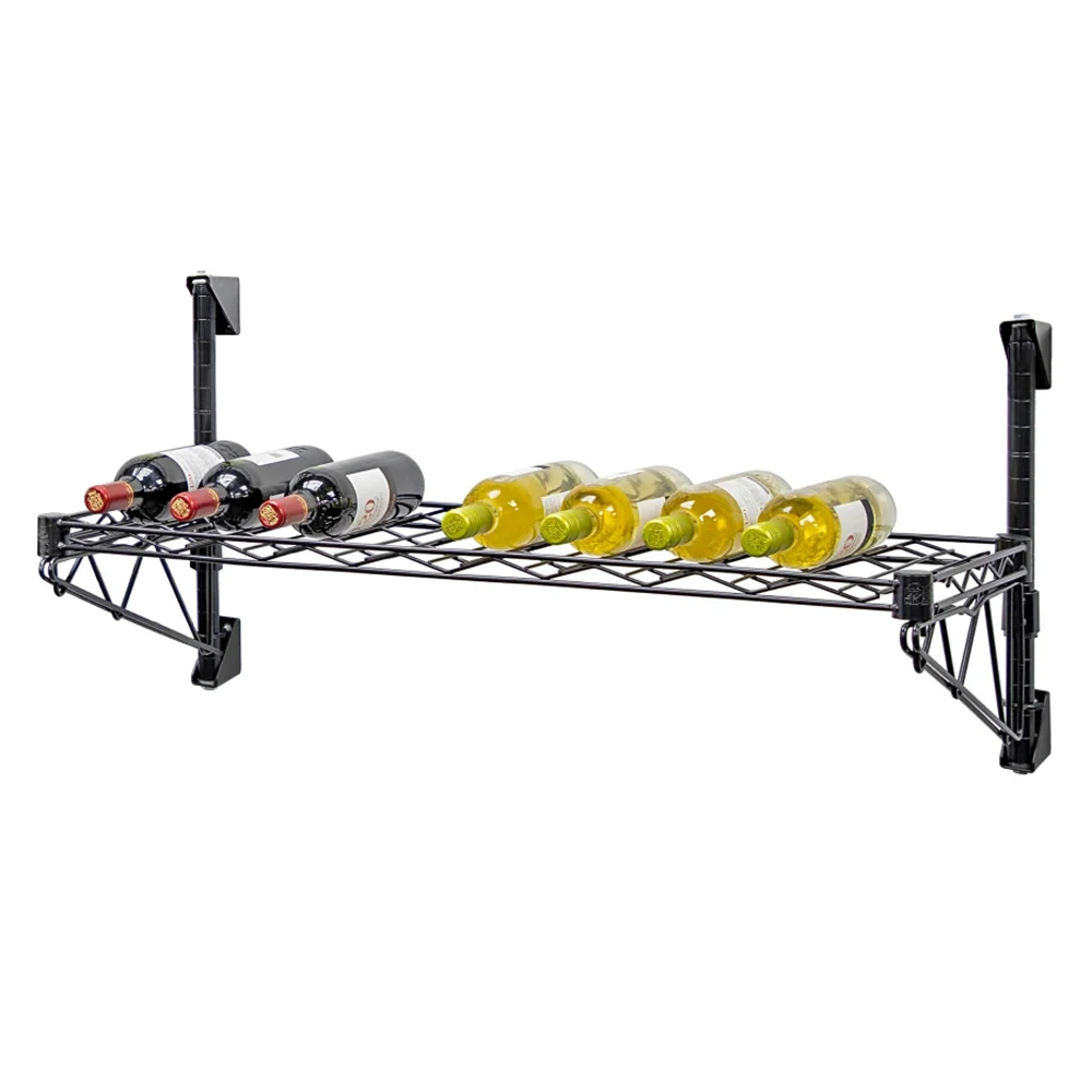 Top-Quality 14 quot d Black Single Wall-Mounted Wine Racks w 1 Shelf Pure