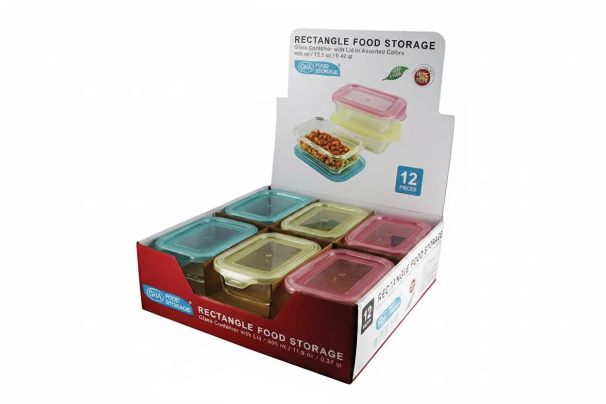 Solid STORAGE CONTAINER GLASS RECTANGLE 12.5 OZ Elegant