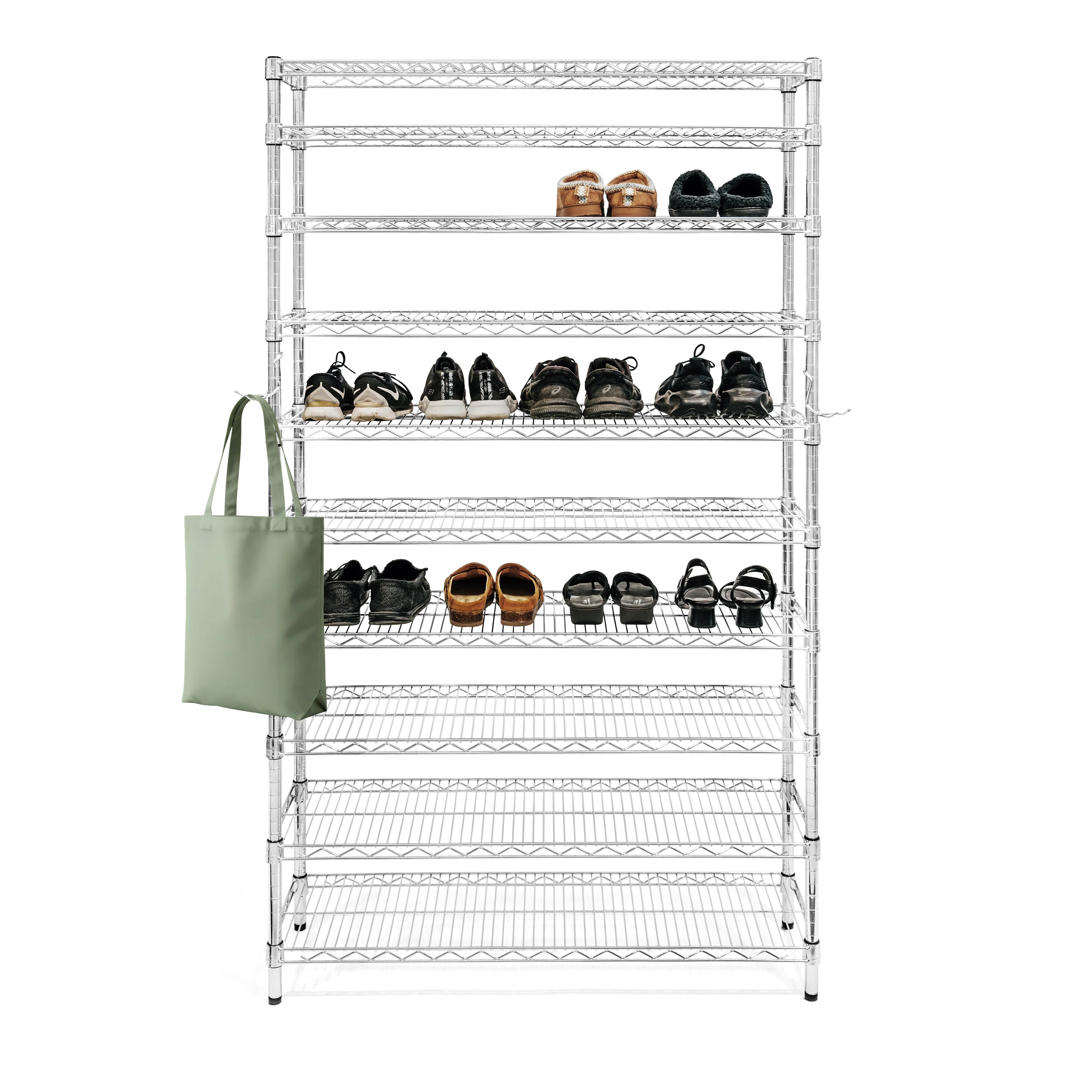 Carefully Designed Chrome 10-Tier Shoe Rack Recyclable
