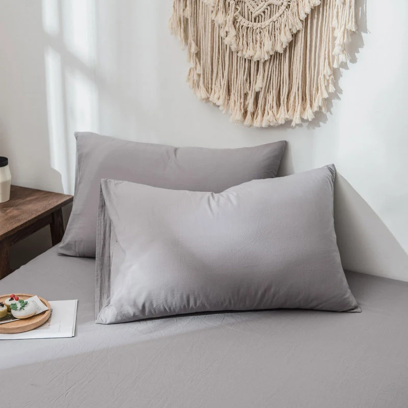 Detailed Ownkoti Simple Comfortable Pure Color Cotton Pillowcase 2PCS Responsible