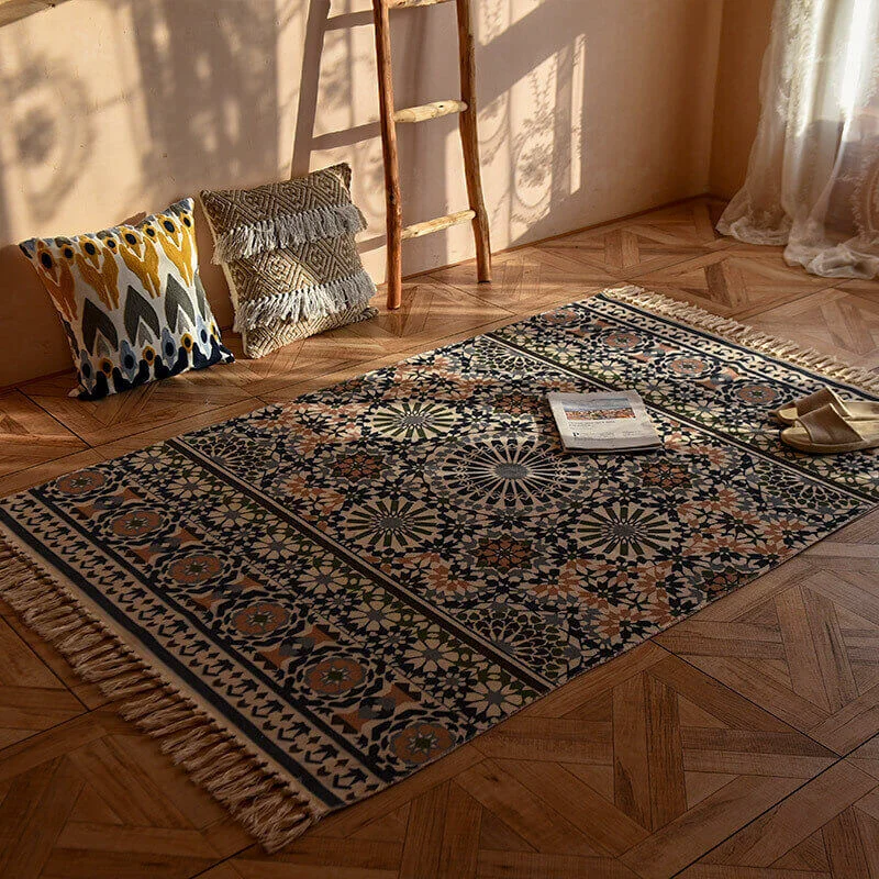 Reusable Ownkoti Bohemian Weave Flower Entryway Tassel Rug Verified