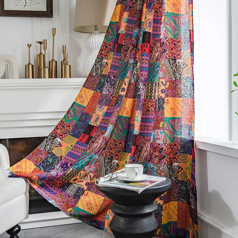 Reliable Ownkoti Colorful Boho Cotton Linen Window Curtains High-Performance