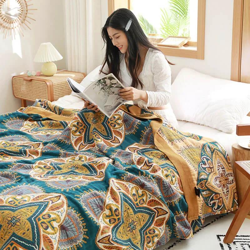 Authentic Ownkoti Multicolor Cotton Reversible Design Lightweight Quilt Enhanced