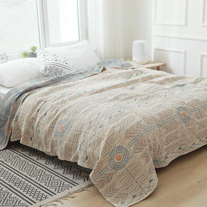 Genuine Ownkoti Boho Striped Cotton Quilt Reversible Sofa Towel User-Friendly