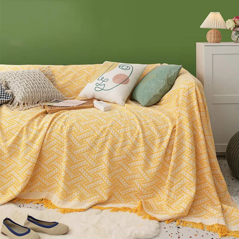 Fashionable Ownkoti Soft Tassel Blanket Reversible Sofa Cover Verified
