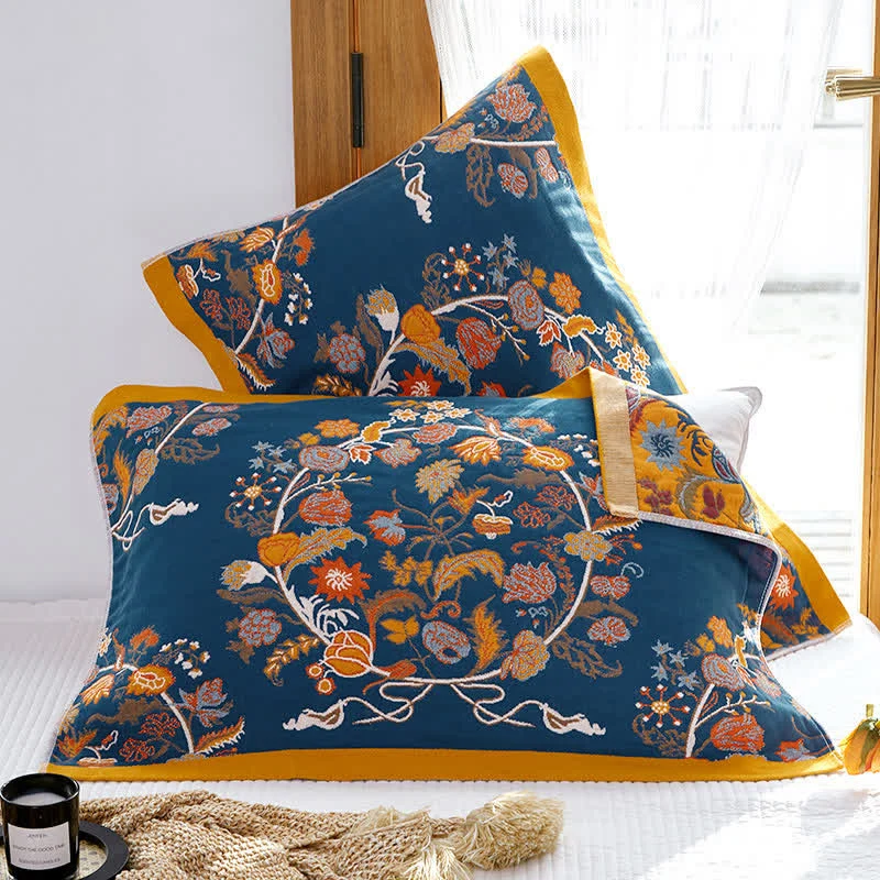 Premium Ownkoti Blooming Flower Pattern Breathable Pillow Towel 2PCS Crafted