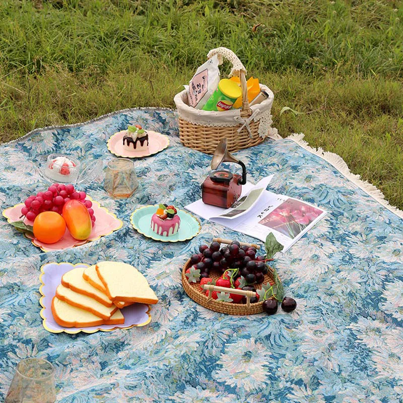 Soft Ownkoti Oil Painting Style Flower Picnic Blanket Dependable