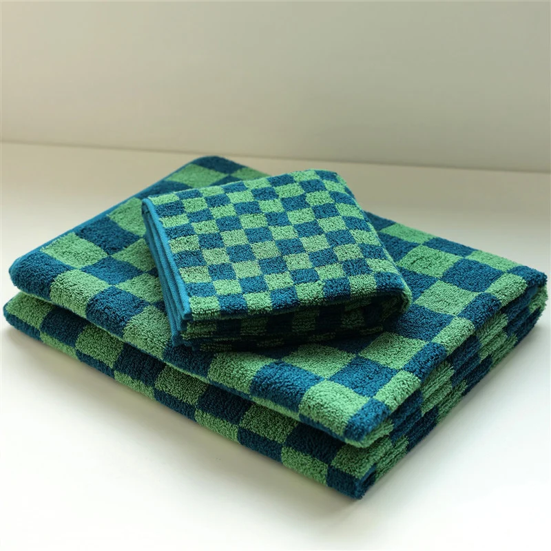 Effective Ownkoti Retro Checkerboard Breathable Cotton Towel Fine Crafted
