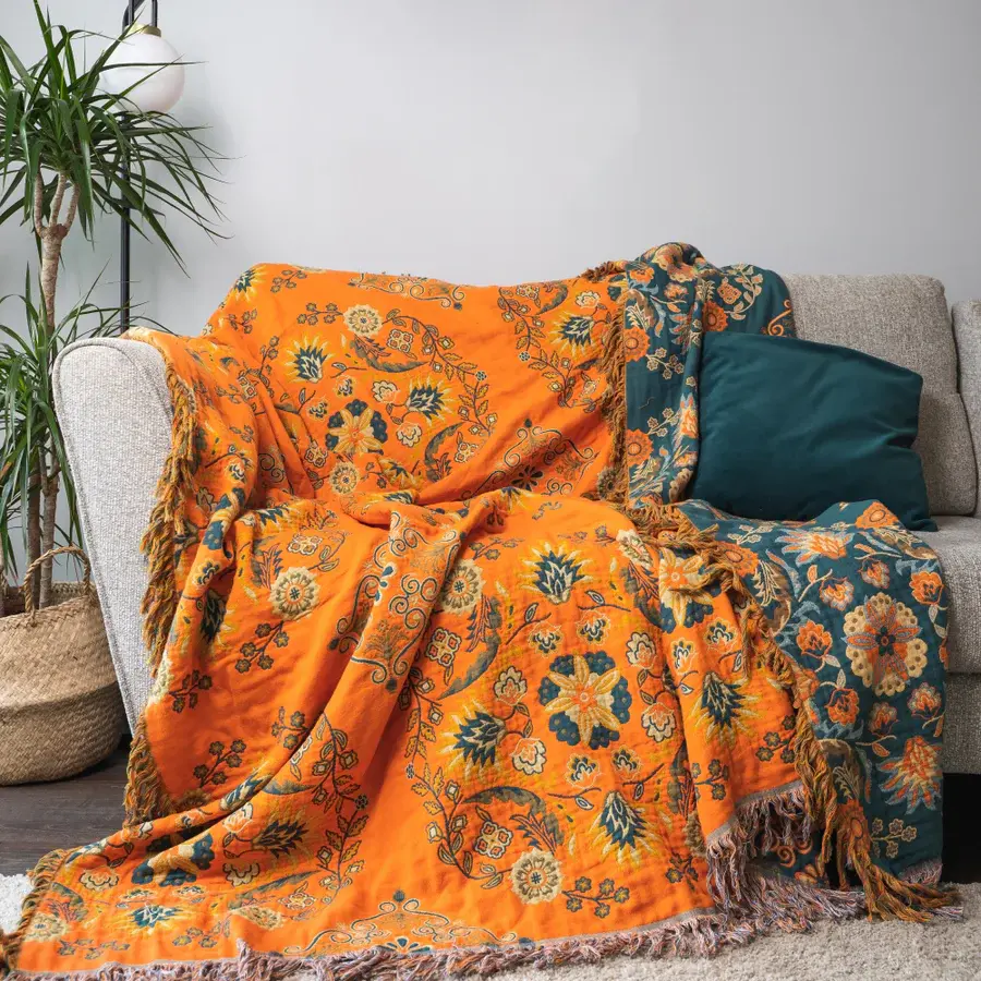 Exceptional Ownkoti Vintage Throw Blanket Flower Sofa Cover Crafted