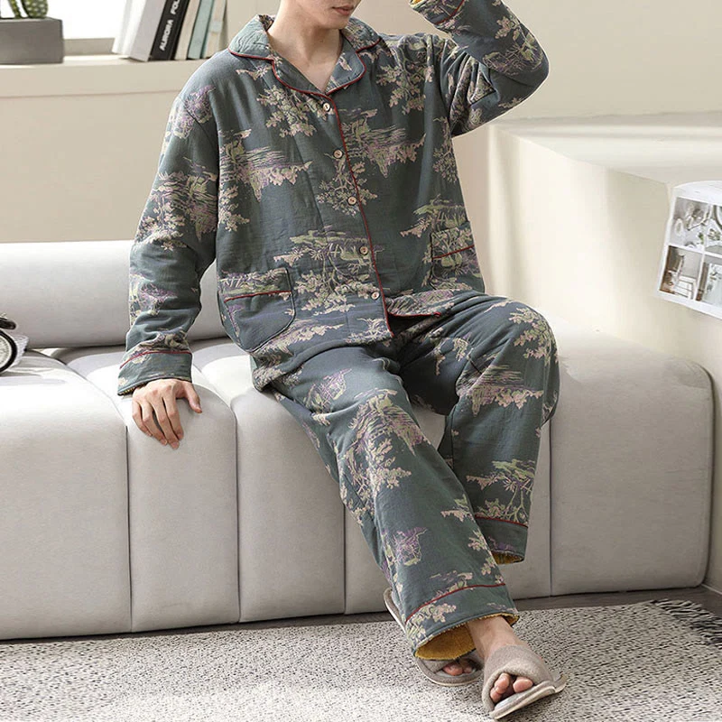 Fine Crafted Ownkoti Plant Print Cotton Gauze Loungewear Set Classic