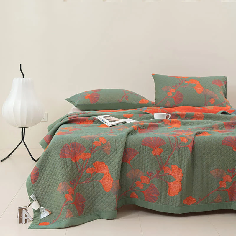 Eco-Friendly Cotton For Quilt Reversible Quilt Ownkoti Ginkgo Leaf Original Design