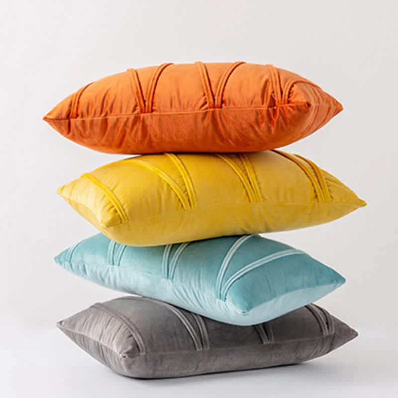Recyclable Ownkoti Stripe Pattern Soft Velvet Decorative Pillowcase Excellent