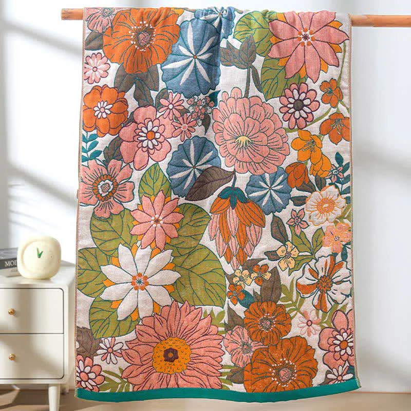 Original Ownkoti Floral Cotton Gauze Quick-drying Bath Towel Verified