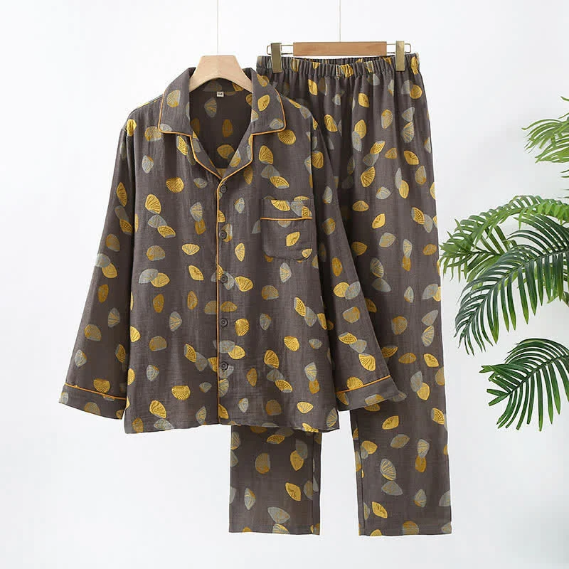 Authentic Ownkoti Luxurious Shell Cotton Lapel Pajama Set Expertly Made
