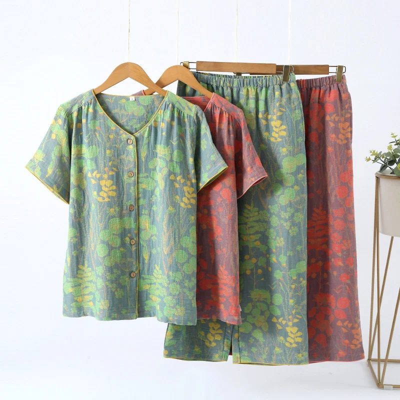 Green Ownkoti Short Sleeve Crop Pants Loungewear Set Consistent
