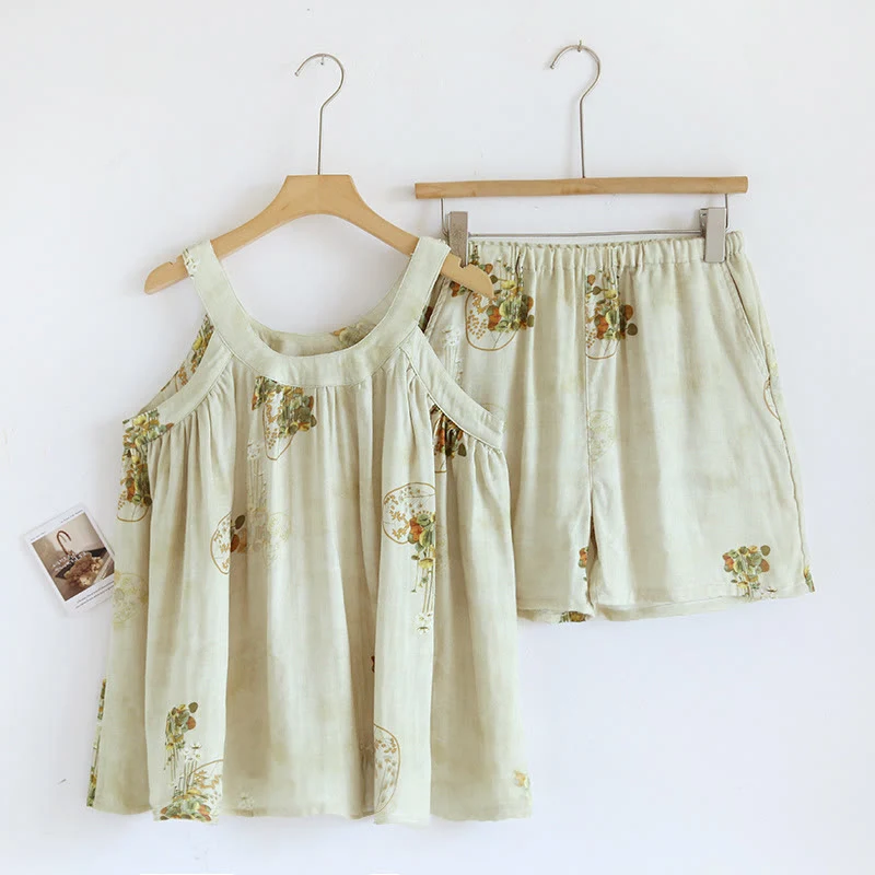 Original Design Ownkoti Flower Bamboo Fiber Tank Top Loungewear Set Unique
