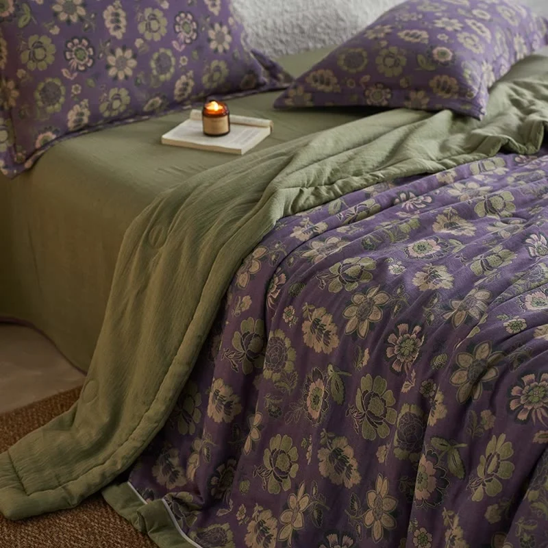 Breathable Ownkoti Jacquard Pure Cotton Gauze Floral Quilt Efficient