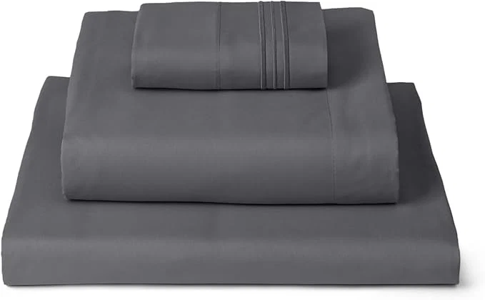 Authentic Mellanni Twin Sheets Set – 3 PC Iconic Collection Bedding – Hotel Luxury Extra Soft Cooling Bed Sheets – Wrinkle Fade Stain Resistant Twin Gray Effective