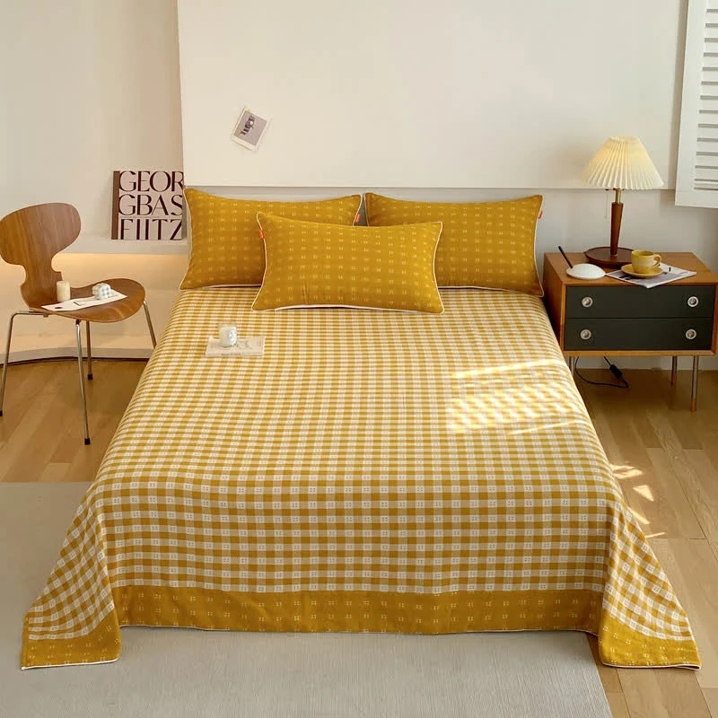 Solid Ownkoti Reversible Cotton Gauze Plaid Coverlet Genuine