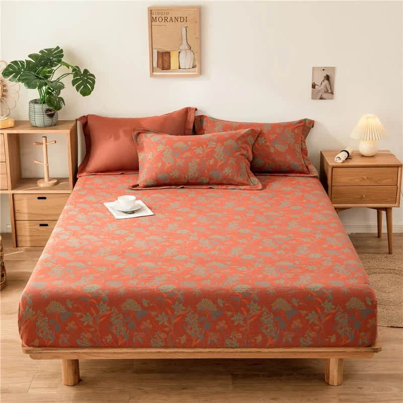 Innovative Ownkoti Vintage Floral Cotton Gauze Soft Fitted Sheet Top-Quality