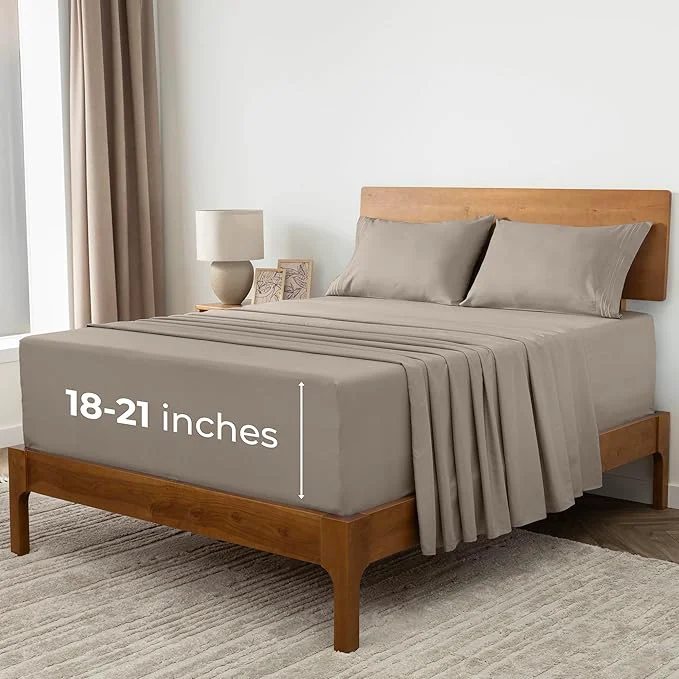 Specialty Mellanni Extra Deep Queen Sheets – 4 PC Iconic Collection Bedding – Hotel Luxury Ultra Soft Cooling Bed Sheets – Wrinkle Fade Stain Resistant Queen Tan Responsible