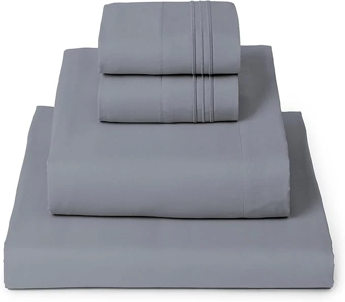 Mellanni King Sheets Set – 4 PC Iconic Collection Bedding – Hotel Luxury Extra Soft Cooling Bed Sheets – Wrinkle Fade Stain Resistant King Mineral Gray Fine Crafted