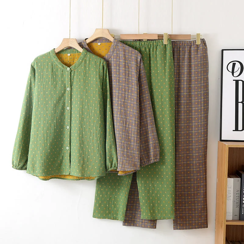 Responsible Ownkoti Button-down Cotton Gauze Soft Pajama Set Functional