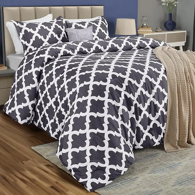 Convenient Queen Comforter Set 3 Piece Grey by Utopia Bedding Printed Comforters Queen Size Bedding Comforters Sets Down Soft Bed Set 1 Comforter 88 x 88 inches 2 Pillow Shams 20 x 26 inches Quality