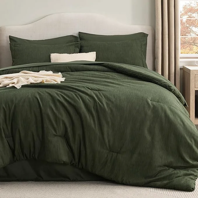 Bedsure Queen Comforter Set Dark Green – Bed in a Bag Queen Size Bedding 7 Pieces Cationic Dyed Bed Set Dark Green Soft Bedding for All Seasons Comforter with Sheets Pillowcases amp Shams Specialty