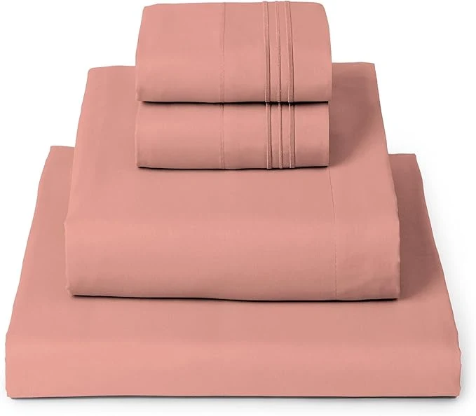 Organic Mellanni Queen Sheets Set – 4 PC Iconic Collection Bedding – Hotel Luxury Extra Soft Cooling Bed Sheets – Wrinkle Fade Stain Resistant Queen Coral Exceptional