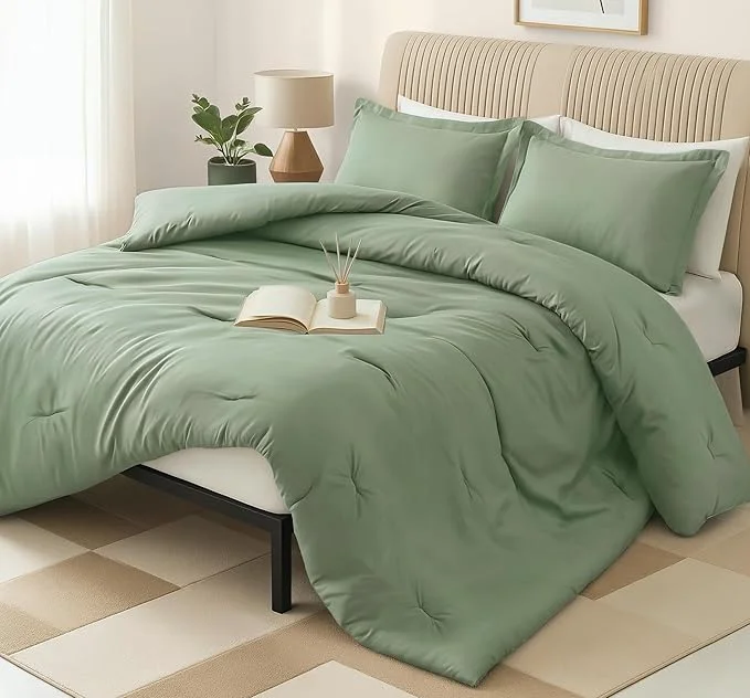 Versatile King Comforter Set 3 Piece Sage Green by Utopia Bedding Comforters King Size Bedding Comforters Sets Down Soft Bed Set 1 Comforter 90 x 102 inches 2 Pillow Shams 20 x 36 inches Exclusive