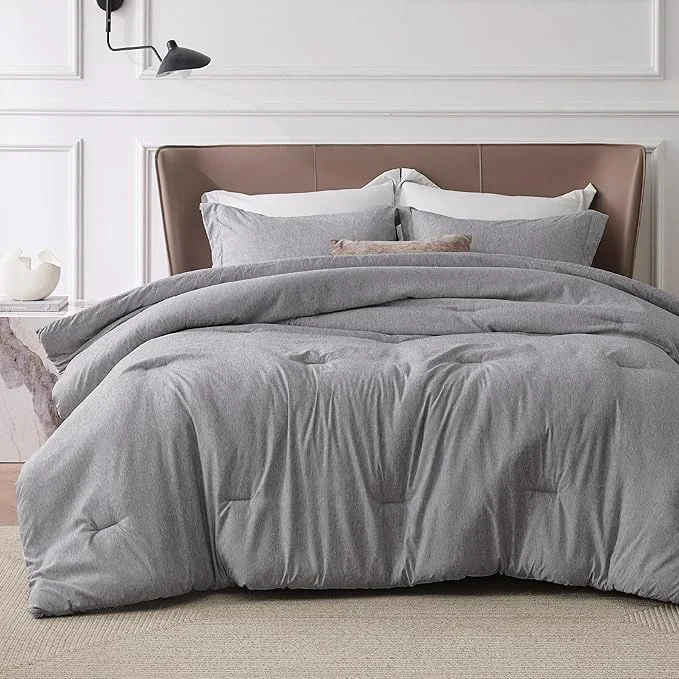 Optimized Bedsure California King Comforter Set – Dark Grey Soft Bedding for All Seasons Cationic Dyed Bed Set 3 Pieces 1 California King Size Comforter 104 quot x96 quot and 2 Pillow Shams 20 quot x36 quot 2 quot Secure
