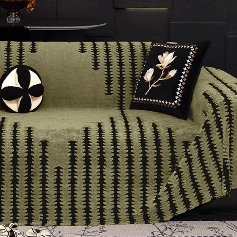 Convenient Ownkoti Thick Plush Chenille Stripe Sofa Cover Trusted