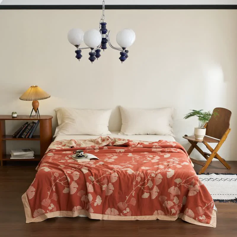 Sophisticated Ownkoti Ginkgo Leaf Double Layer Gauze Cotton Quilt Responsible